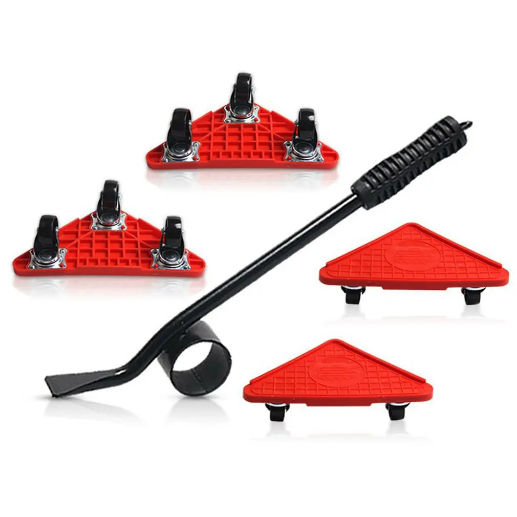 

Heavy Duty Furniture Mover Set Furniture Mover Tool Transport Lifter Heavy Stuffs Moving Wheel Roller Bar Hand Tools 5 Pcs Set