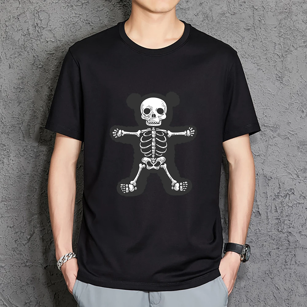 

The Skeleton Of A Full Teddy Bear Man T-Shirt Fashion Cotton Tee Shirts Breathable Loose Clothes Simplicity Graphics Clothing