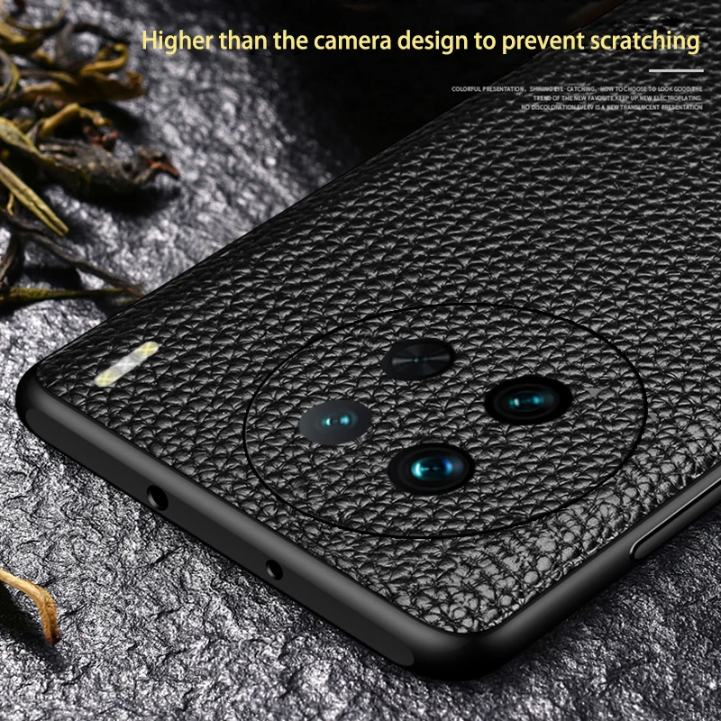 Funda for vivo x90Pro plus Genuine Leather Phone Case For vivo X90 X70 X50 X60 Pro plus X80pro Cover Lychee print phone case enlarge