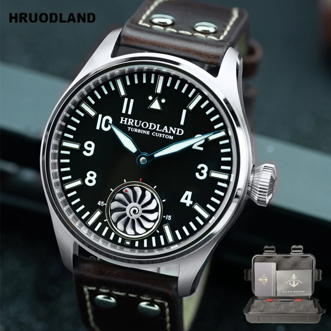 Фото Hruodland 2025 Новые мужские механические часы Seagull ST3620 Retro Pilot 43 мм Bgw-9 Светящийся сапфировый кристалл Турбина Reloj Hombre №1