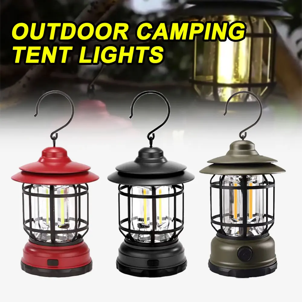 

Retro Style Rechargeable LED Camping Lamp Hanging Horse Lamp Outdoor Tent Light Night Emergency Lantern