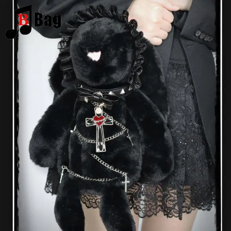 Y2K готические женские сумки для девушек в стиле Панк Harajuku на одно плечо ChainLittle Rabbit