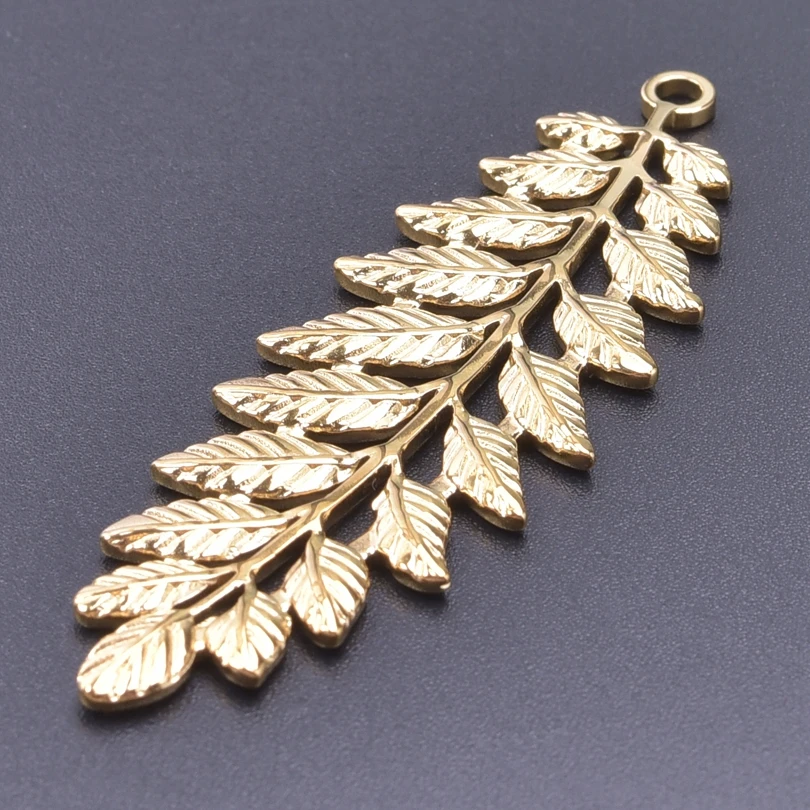 3pcs/Lot Leaves Shape Charms For Jewelry Bracelet Necklaces Making Stainless Steel Pendants Metal Materials Accessories Handmade