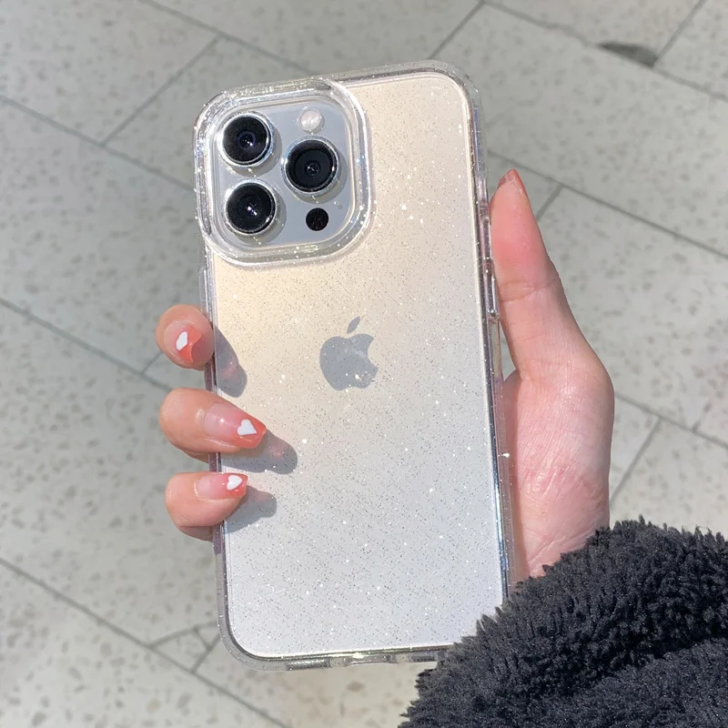 

ECHOME iPhone 14 13 Pro Max Case Plus Luxury Glitter Bumper Bling Clear Transparent Case Silicone Acrylic Fashion iPhone14 Cover