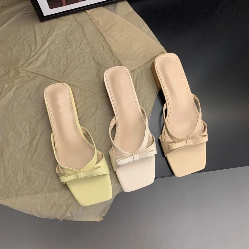 Новый стиль квадратный носок на толстом каблуке с открытым носком дышащая