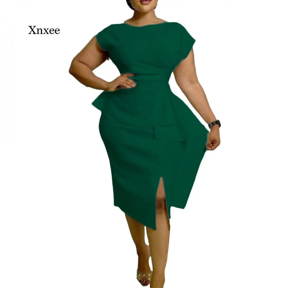 

Соблазнительные облегающие платья с коротким рукавом, модное однотонное платье с разрезом для вечевечерние НКИ, модное офисное женское пла...