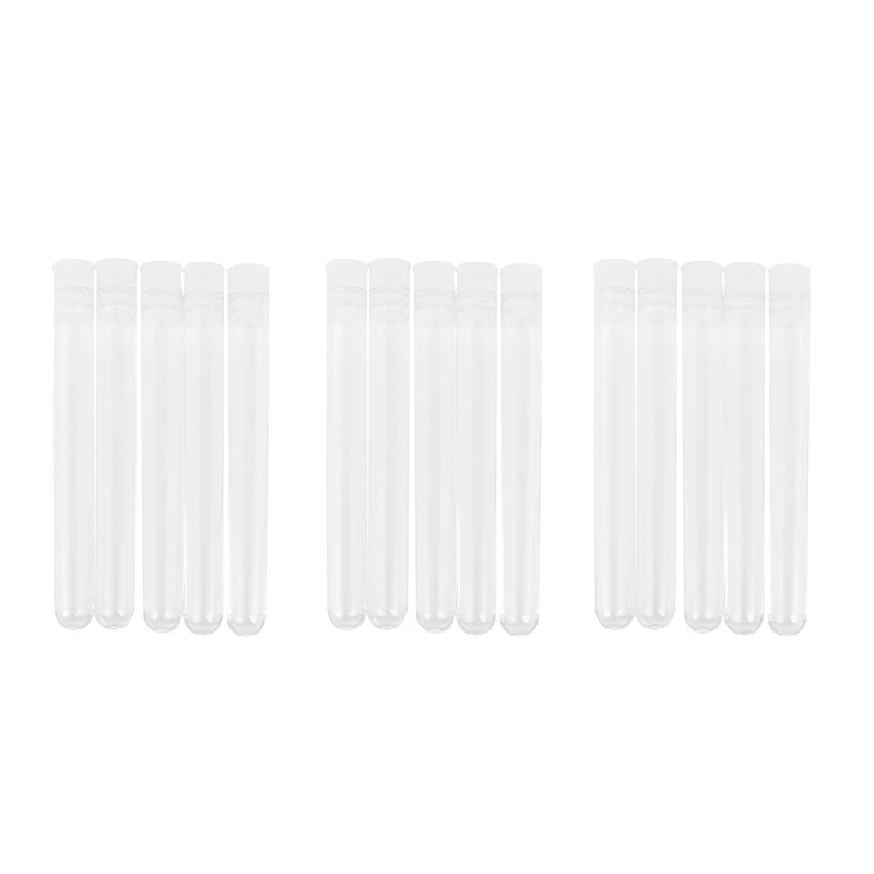 

300Pcs Clear Plastic Test Tube With Cap 12X100mm U-Shaped Bottom Long Transparent Test Tube Lab Supplies