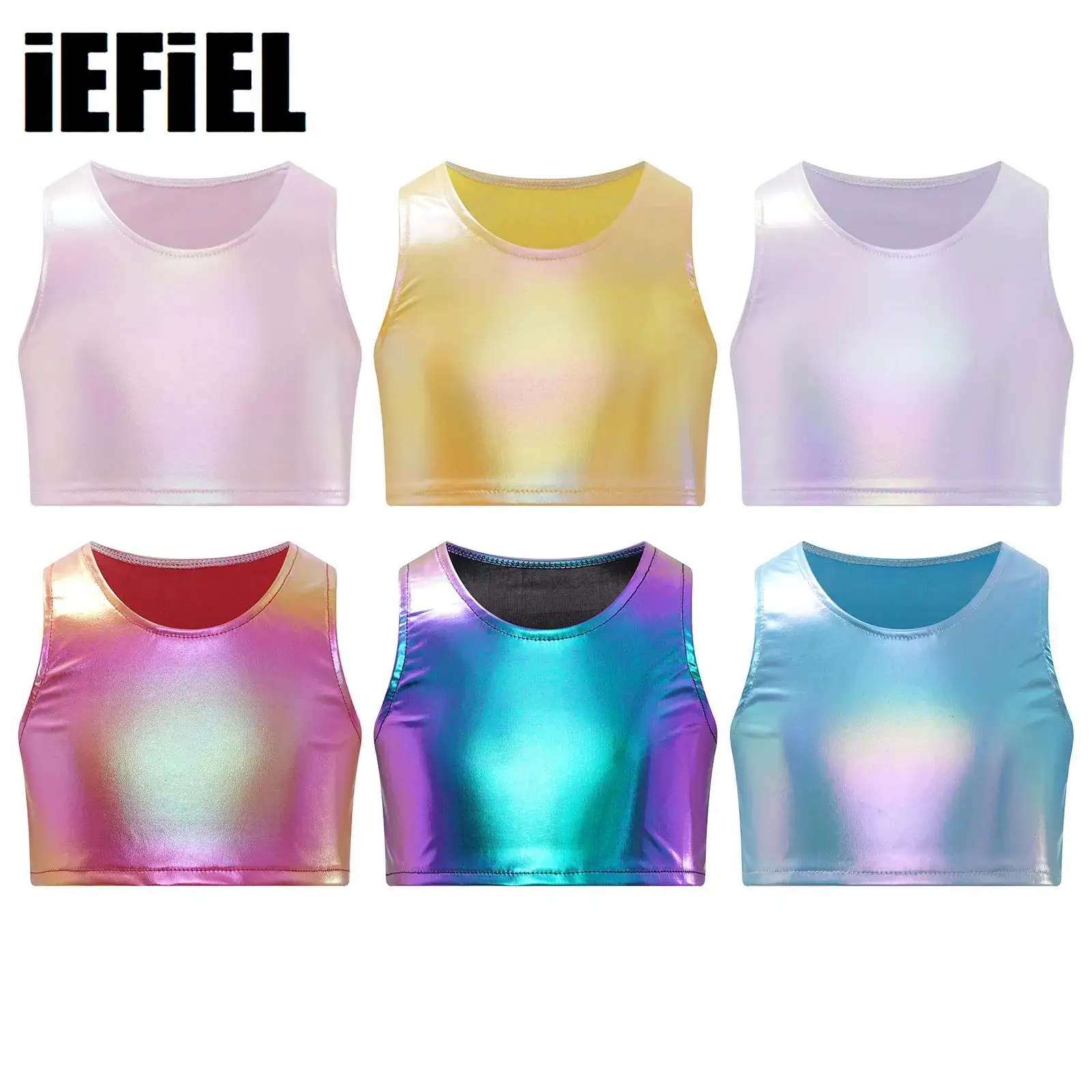 Детский металлический Танцевальный жилет для девочек укороченная майка без