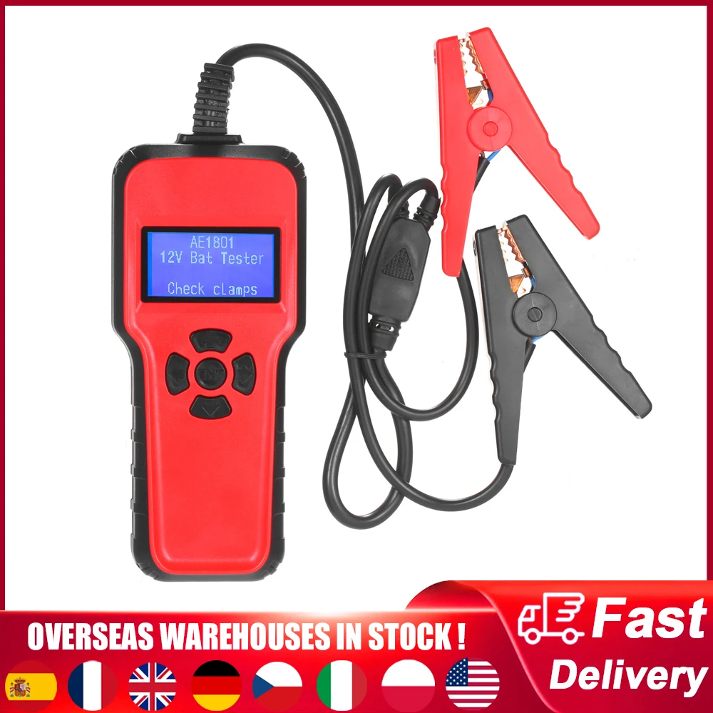 

AE1801 Digital Car Battery Tester 12 V Battery Analyzer Battery Capacity Voltage Resistance CCA Value Condition Testing Device