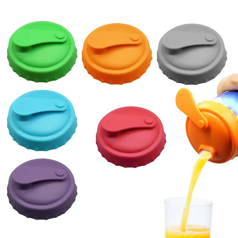 

Soda Can Covers 6PCS Leakproof Carbonated Drinks Spill Guard Reusable Sealed Spill Guard For Cola Juice Dishwasher Safe Beverage