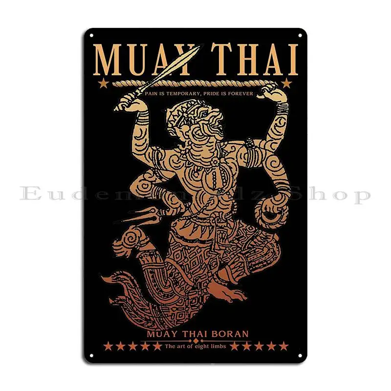 Классический Муай Тайский Hanuman рожденный для борьбы металлический знак