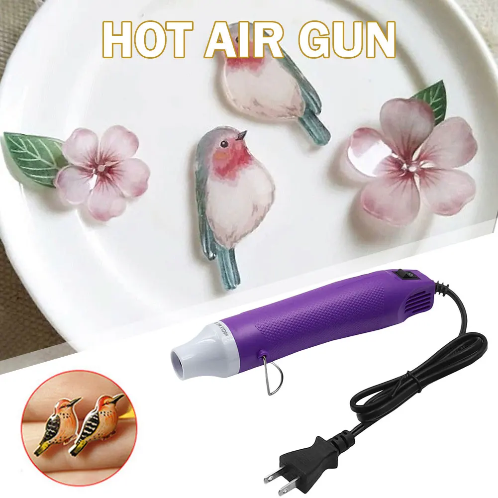

110V Electric Heat Gun 300W Temperature Gun Fast Heat Portable with Supporting Seat for DIY Shrink Plastic Rubber Stamp