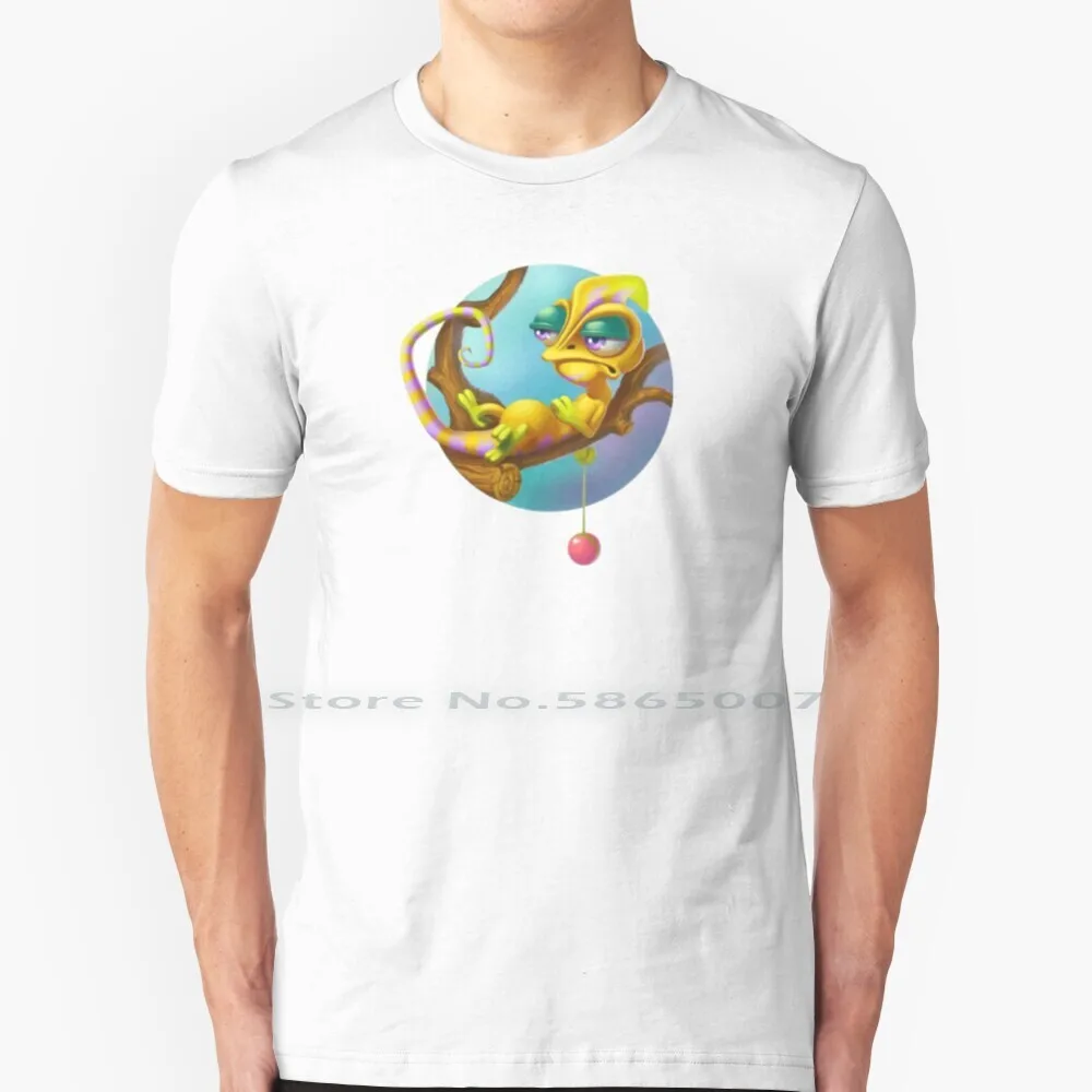 

Lazy Chameleon T Shirt 100% Cotton Chameleon Lazy Rainbow Funny Holiday Animals Green Relax Cartoon Cute Nature Colors Cool