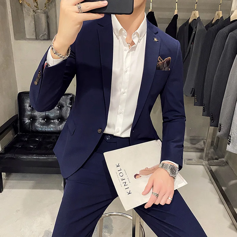 

Men's High Quality Suit Business Professional Youth Office Worker Dress Wedding Banquet Gentleman's Suit Men's Two-piece Set