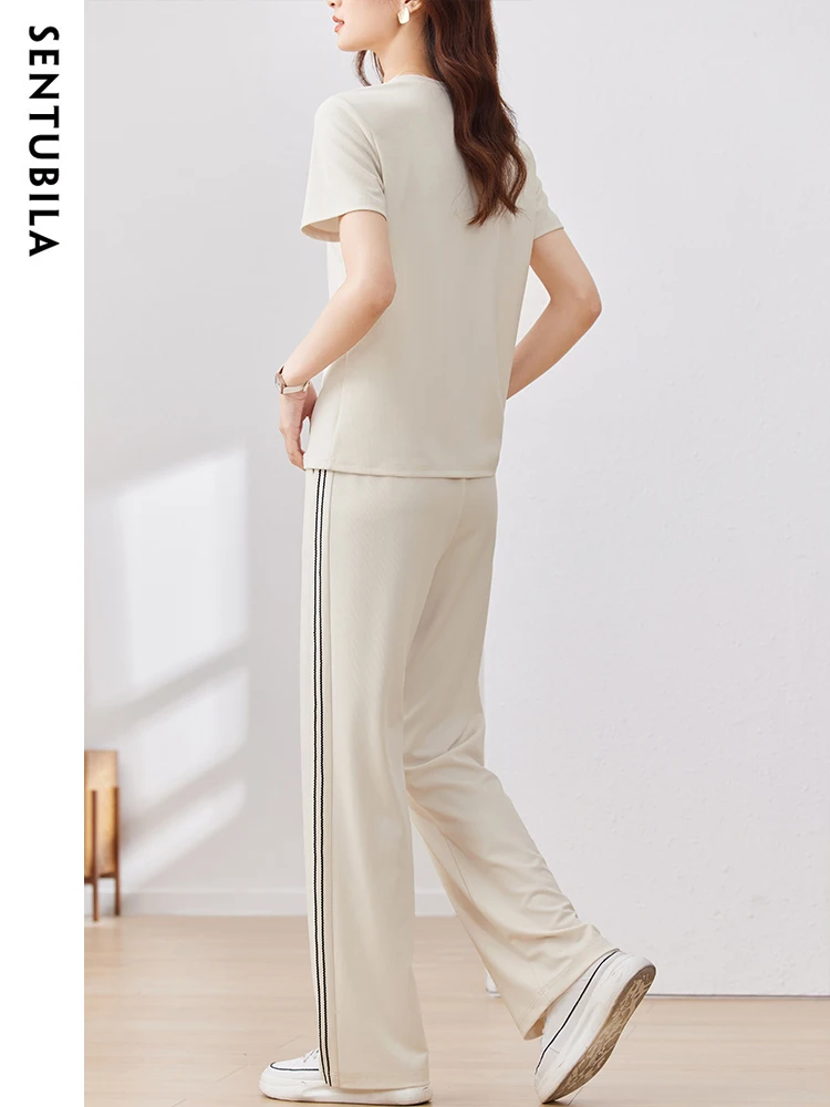 Женский спортивный костюм Sentubila Повседневная футболка с коротким рукавом и