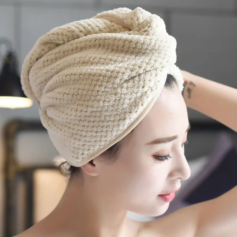 

Japanese style dry hair cap female double thickened super absorbent speed dry solid color 2022 new shower cap artifact