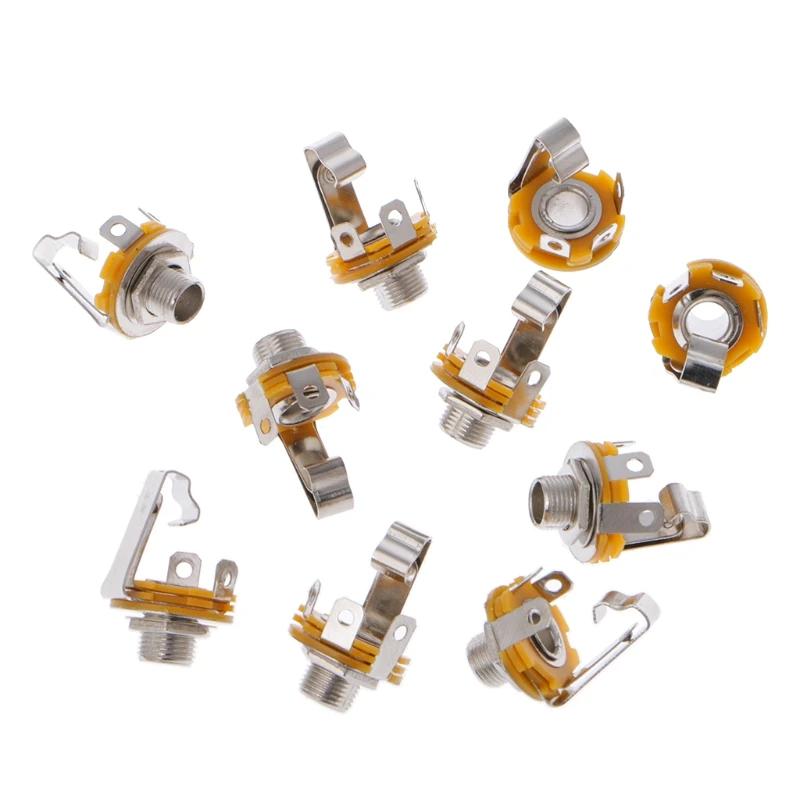 

10 Pcs 1/4 Inch 6.35mm Mono Socket Jack Female Connector Panel Mount Solder