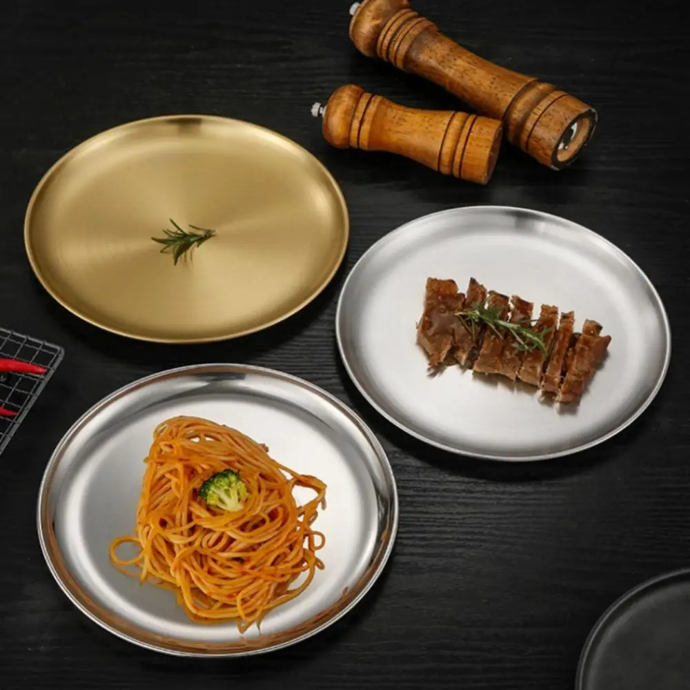 

2/4/5PCS Bone Plates Stainless Steel Dinner Plates Pizza Plate Dishwasher & Microwave Safe Lightweight Wheat Straw Plates