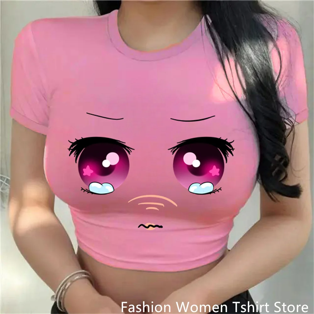 Женская короткая футболка с аниме-принтом глаза