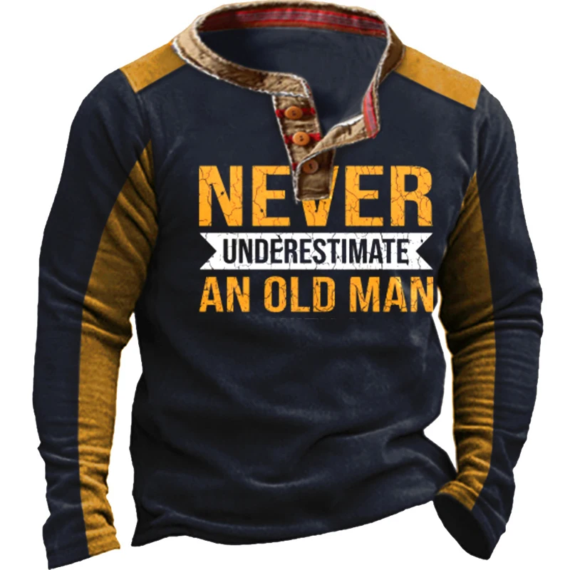 

Толстовка мужская с надписью, винтажный свитшот на пуговицах, топ, повседневный облегающий пуловер с круглым вырезом, футболка, весна-лето 2023