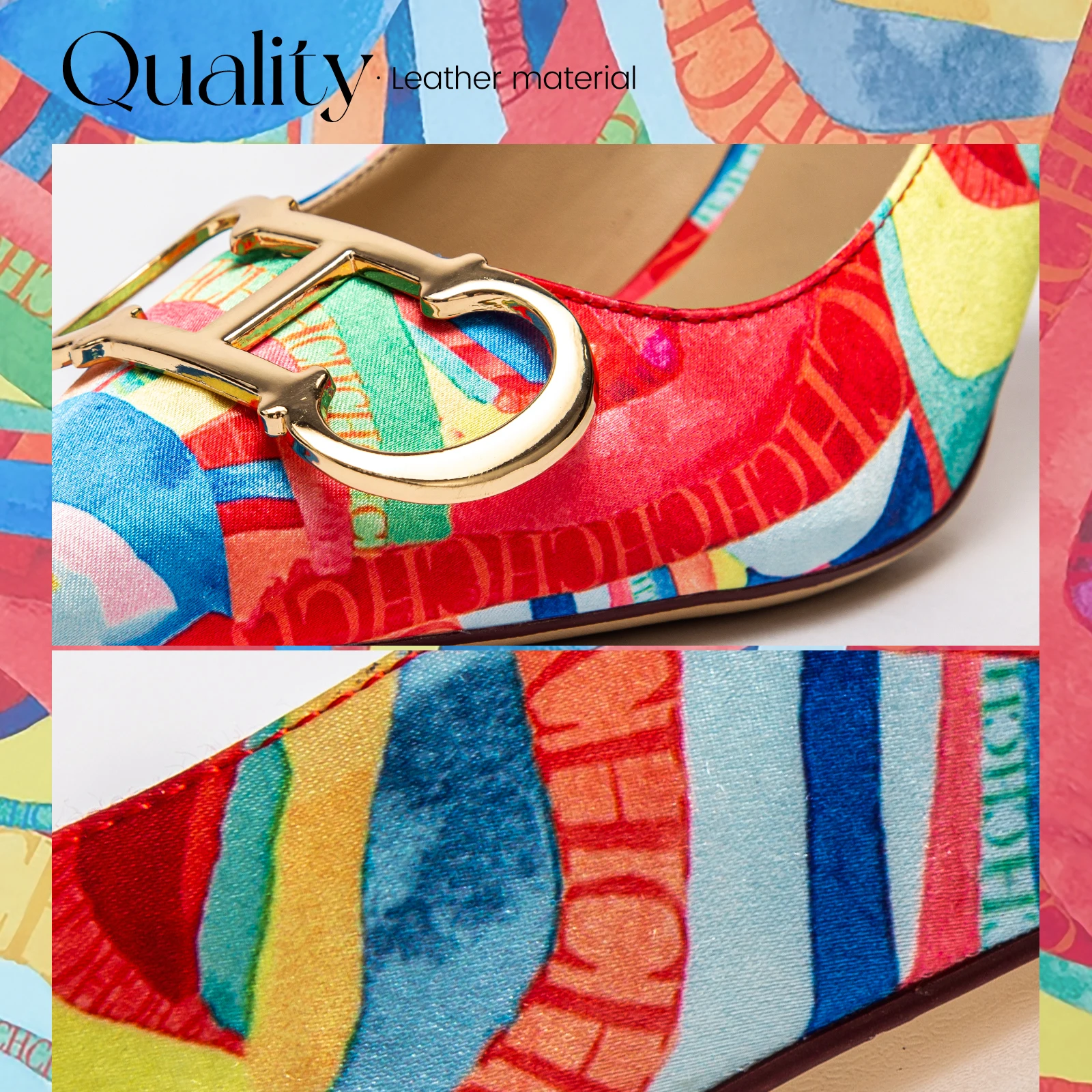 Модные Женские Туфли На Высоком Каблуке С Роскошным Дизайном Цветные Блоки