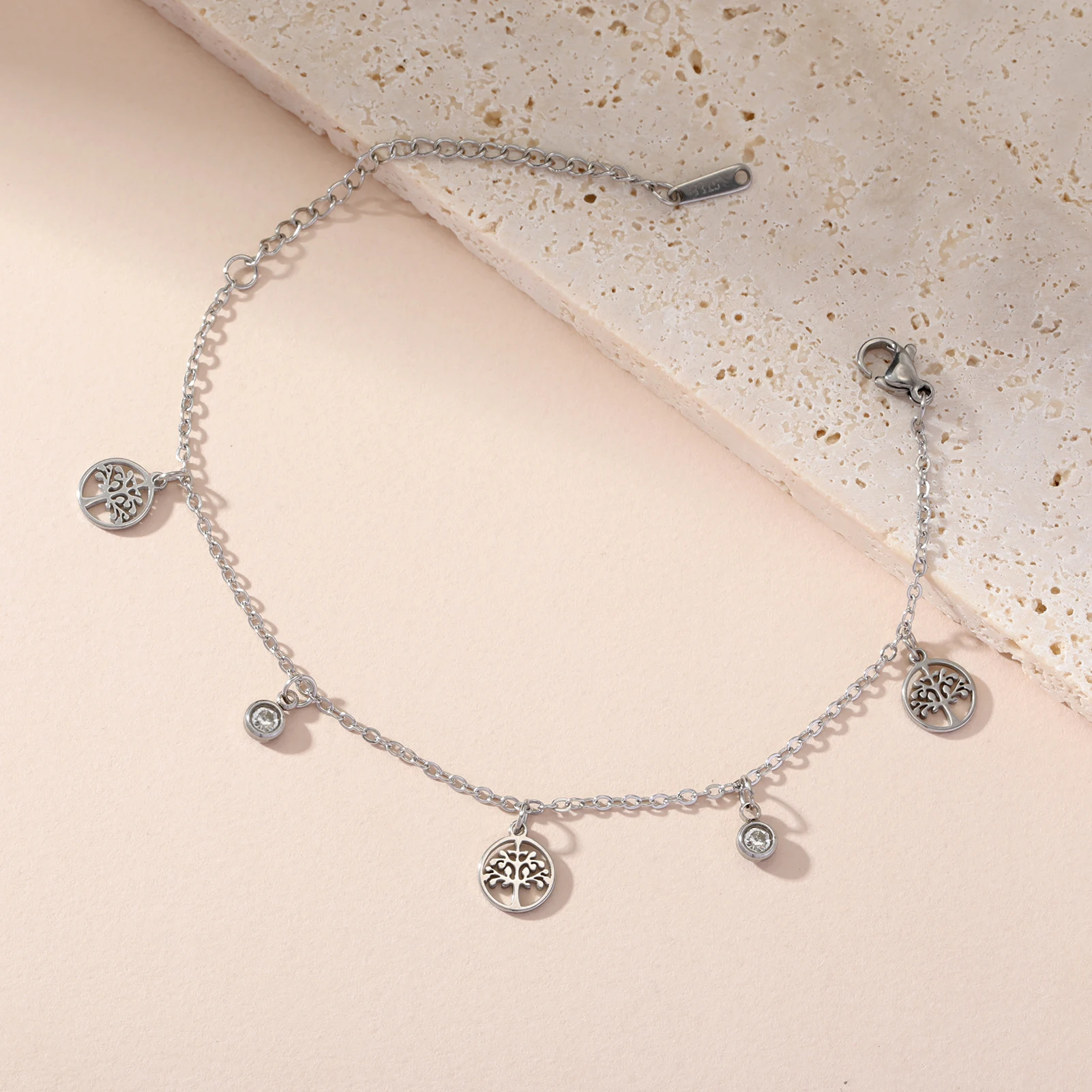 Древо Жизни Стразы Шарм Браслет Из Нержавеющей Стали Ювелирные Изделия Винтаж