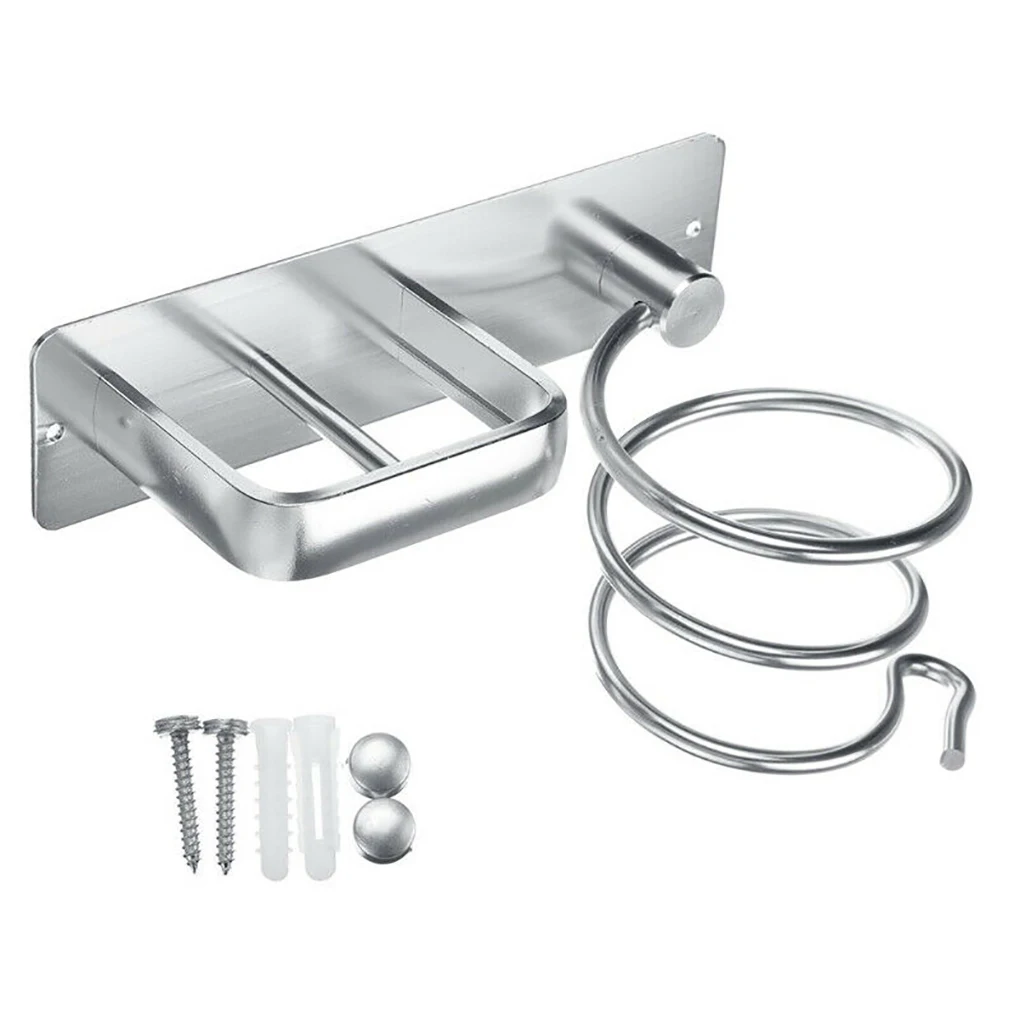 

Hair Dryer Bracket Space Aluminum Simple Wall-Mounted Bathroom Hair Dryer Shelf Rack Screw Kit Installation Hardware Pendant
