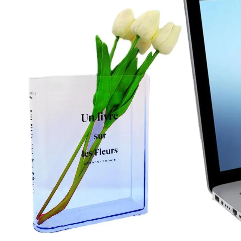 

Clear Book Vase, Clear Book Flower Vase, Clear Book Vase for Flowers, Cute Bookshelf Decor for Floral Arrangement Home Decor