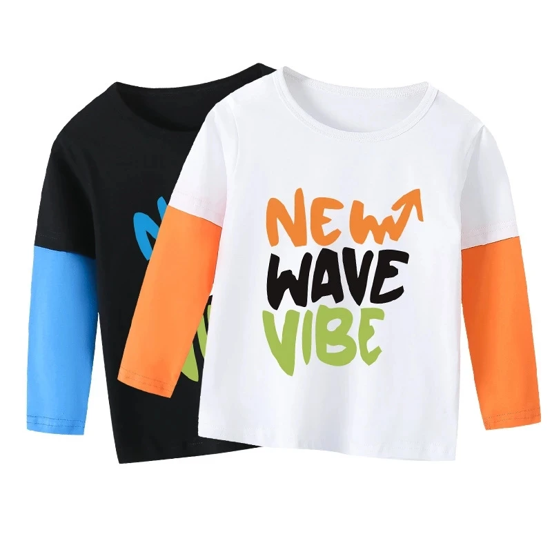 

Футболка с длинным рукавом для девочек и мальчиков, хлопковые топы, весна 2022, для детей 1-12 лет, одежда в Корейском стиле, футболки для подрост...
