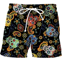 mens 3d printed swimming shorts skull flower shorts hawaiian beach shorts quick drying leisure vacation summer 2022