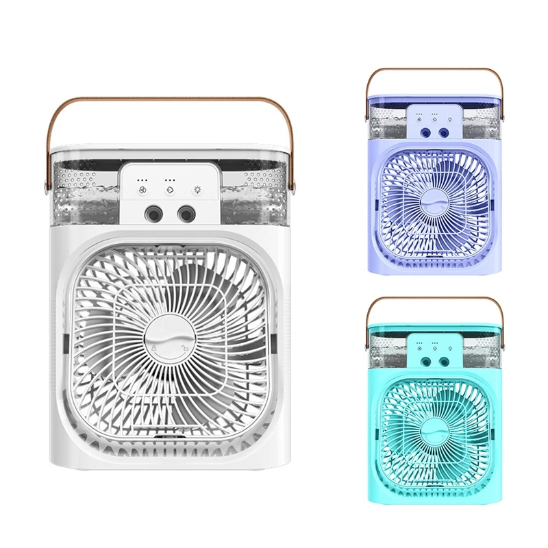 

1 Piece 3-In-1 Humidified Mist Spray Fan 7 Color Night Light Air Cooler Portable Air Conditioner Desk Fan A