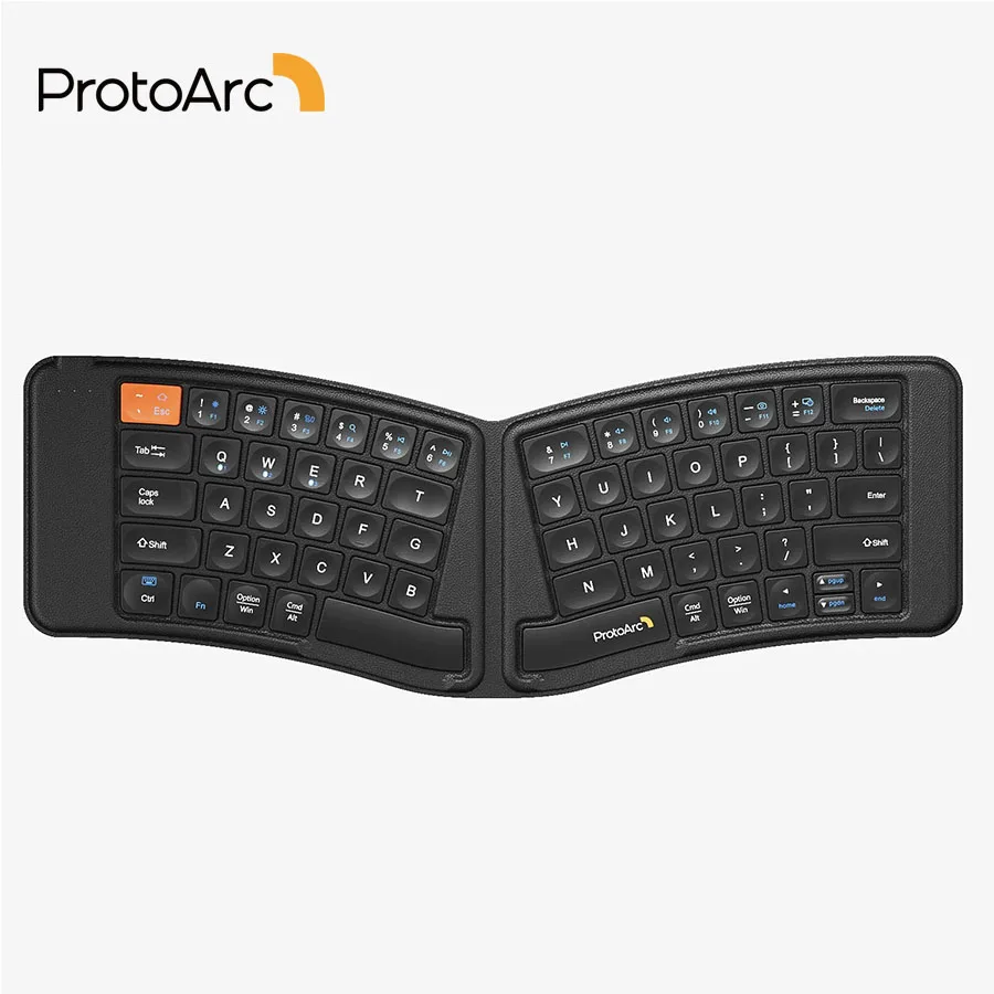 ProtoArc XK03 Foldable Keyboard Rechargeable Ergonomic Split Folding Mini Keyboard for IOS Android Windows Smartphone Tablet