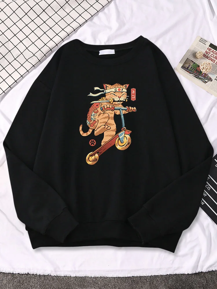 

Укиё-э Стильная Женская толстовка с капюшоном с принтом кошки и каданы модная свободная уличная толстовка с круглым вырезом и длинными рука...