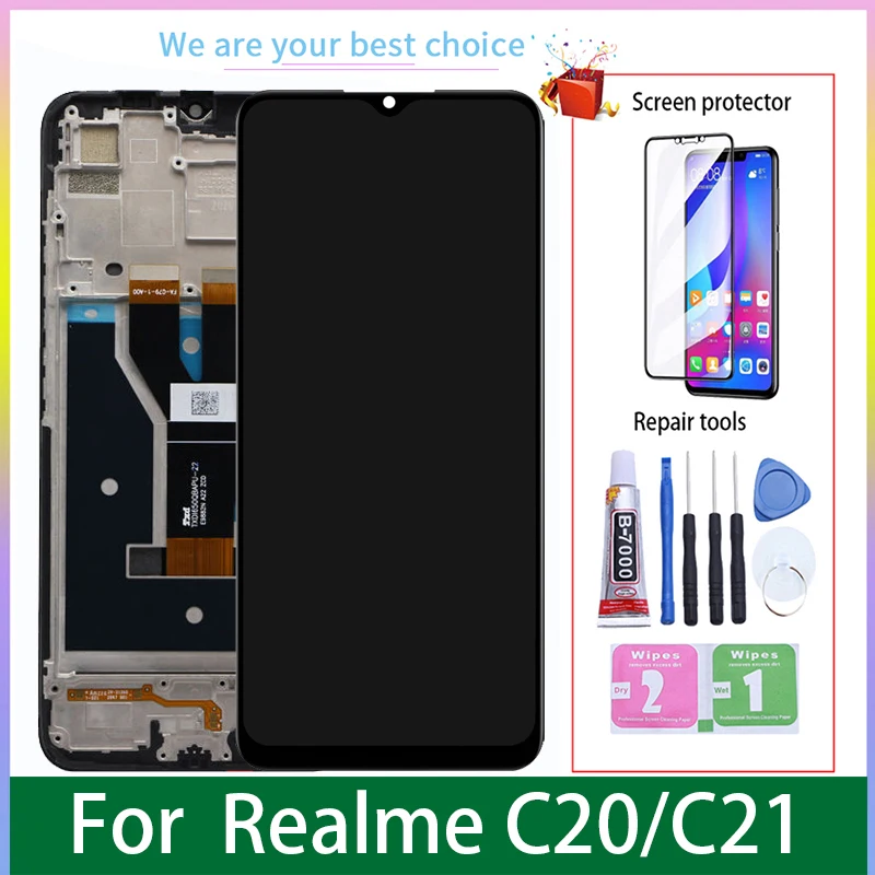 

6,5 ”для Realme C21 C20 Оригинальный ЖК-дисплей с рамкой сенсорный экран дигитайзер Запасные части RMX3061 RMX3063 RMX3201