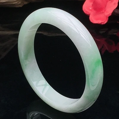 

zheru Jewelry Natural Burmese Jadeite 54mm-64mm Light Green Bracelet Elegant Princess Jewelry Best Gifts