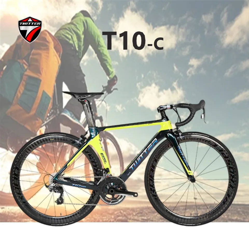 

TWITTER T10Pro bicycle RIVAL-22S inner cable C brake breaking wind racing T800 carbon fiber road bike 700*25C wheels bicicletas