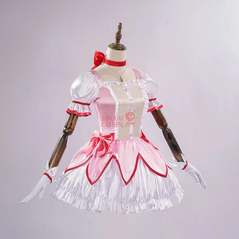 Фото Костюм для косплея COSSBluu Kaname Madoka, улучшенное качество, из атласа. ‌ Тканевое платье для Хэллоуина розового цвета Magica Kaname Ou №2