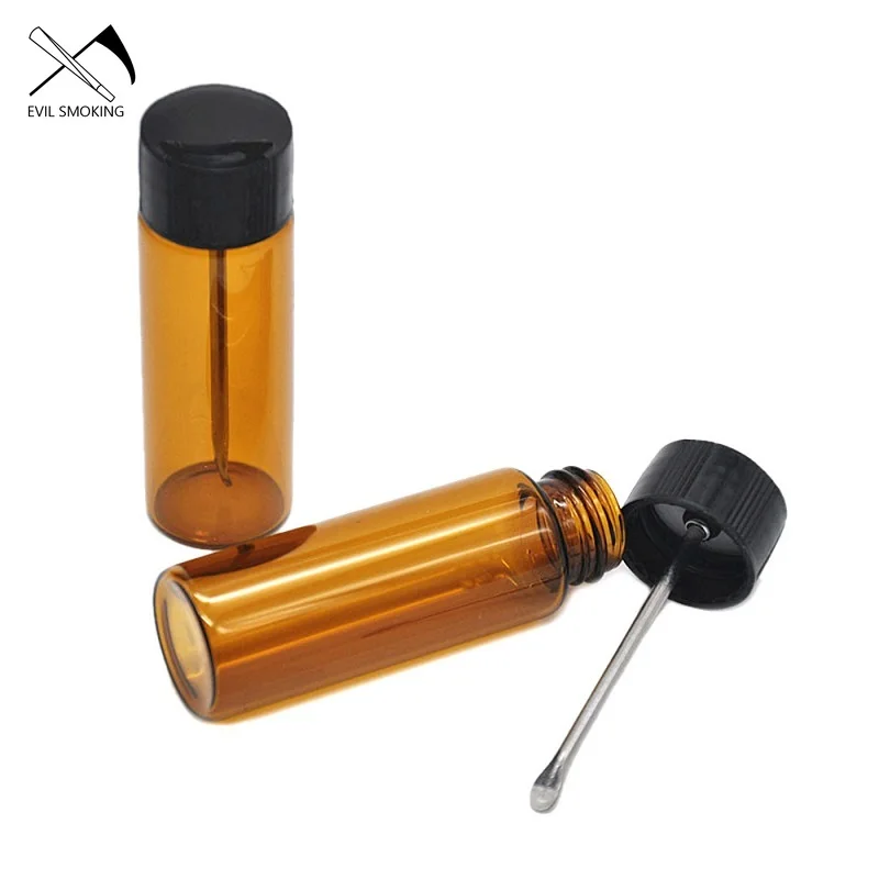 

EVIL SMOKING Hot Sale 24Pcs/lot Glass Bottle Acrylic Snuff Bottle Glass Plastic Snuff Bottle Spoon with Acrylic Cap Random Color