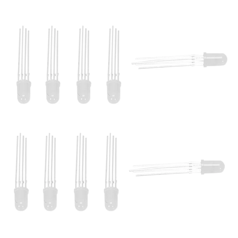 

100 Pcs 5Mm Round Head Common Cathode RGB Light LED Emitting Diodes