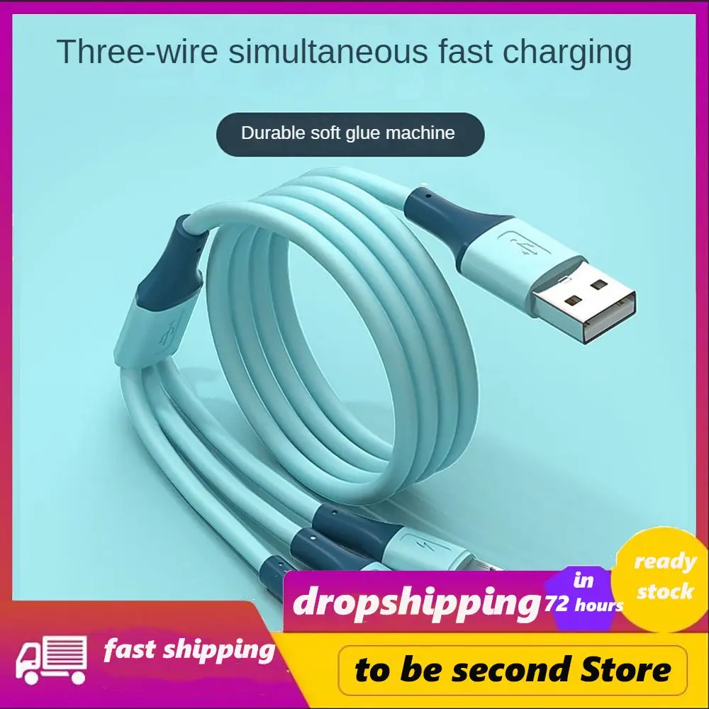

Heat Insulation Micro Usb Type C Charger Cable Green 3 In1 Charging Cable Durable Soft Rubber Usb Type-c Fast Charger Data Line