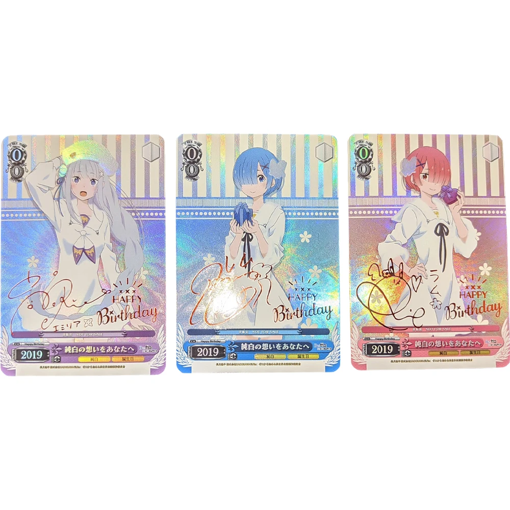 Флэш-карты Rem преломляющие горячее тиснение 3 шт./набор карта подписи ACG Kawaii Ram Emilia