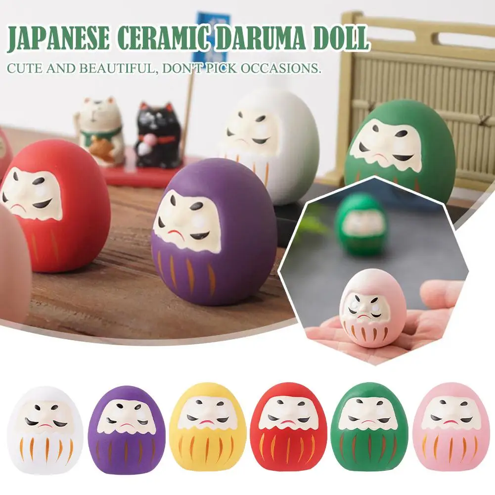 

Japanese Ceramic Daruma Doll Crafts Lucky Charm Fortune Desk Home Gifts Decor Accessories Ornament Miniature Landscape O0Z6