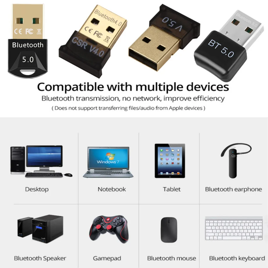 Bluetooth 5 0 адаптер мини USB Bluetooth-ключ компьютер Bluetooth-приемник аудио Музыка синий зуб