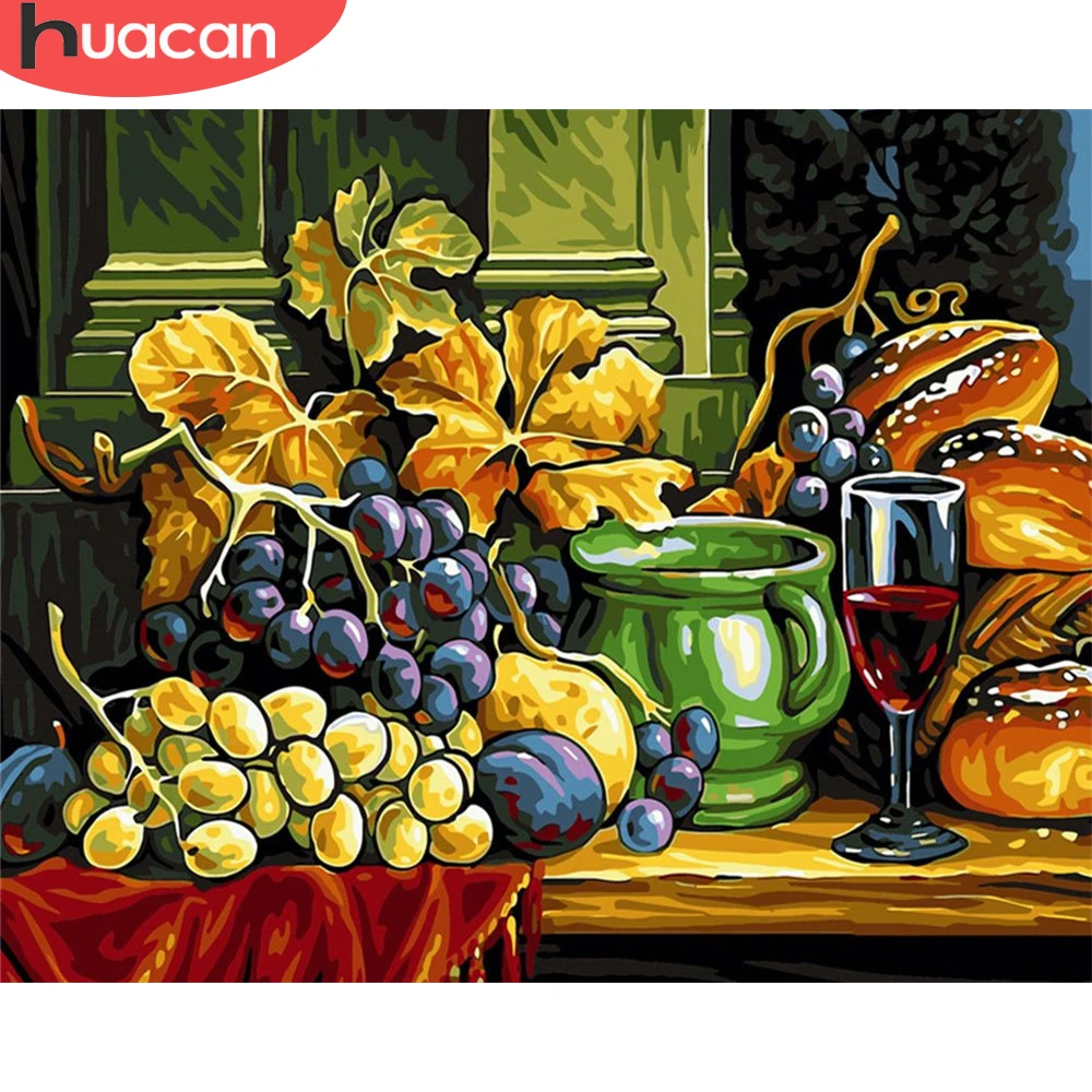 

HUACAN Picture By Number Fruit Landscape Drawing On Canvas Acrylic Grape Painting Wall Art DIY Frame Home Decoration Unique Gift