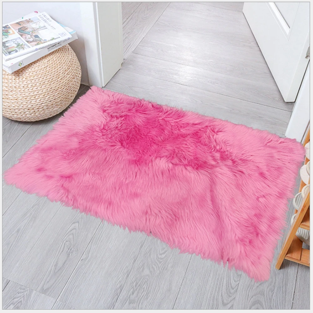 

Evich Solid Color Long Hair Soft Rug Modern Home Decor Living Room Bedroom Mat Floor Carpet Sofa Cushion Household Supplies
