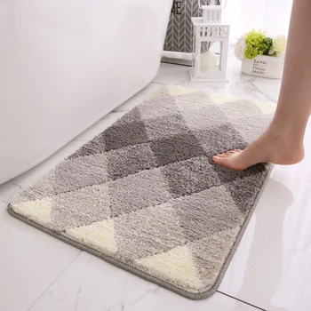 Bathroom Doormats Gradient Flocking Carpet Modern Simple Toilet Non-slip Mats Entrance Absorbent Foot Pads Machine Washable Rug