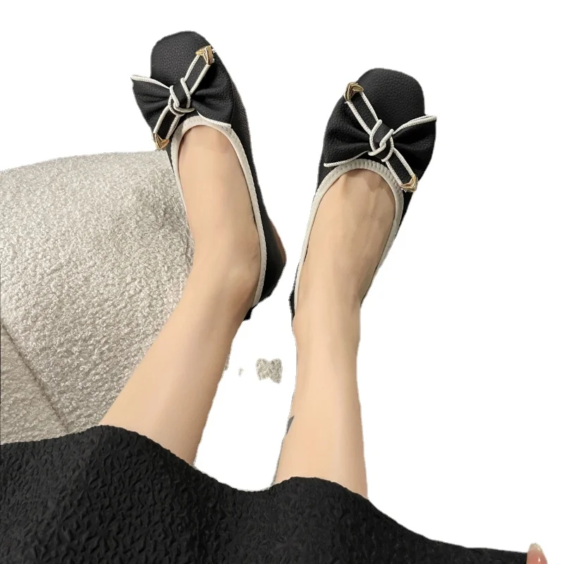 

2023 Hot Sale Women's Shoes Round Head Women's Flats Outdoor Loafers Solid Bow Tie Flat with Shoes Female Casual Flat Shoes
