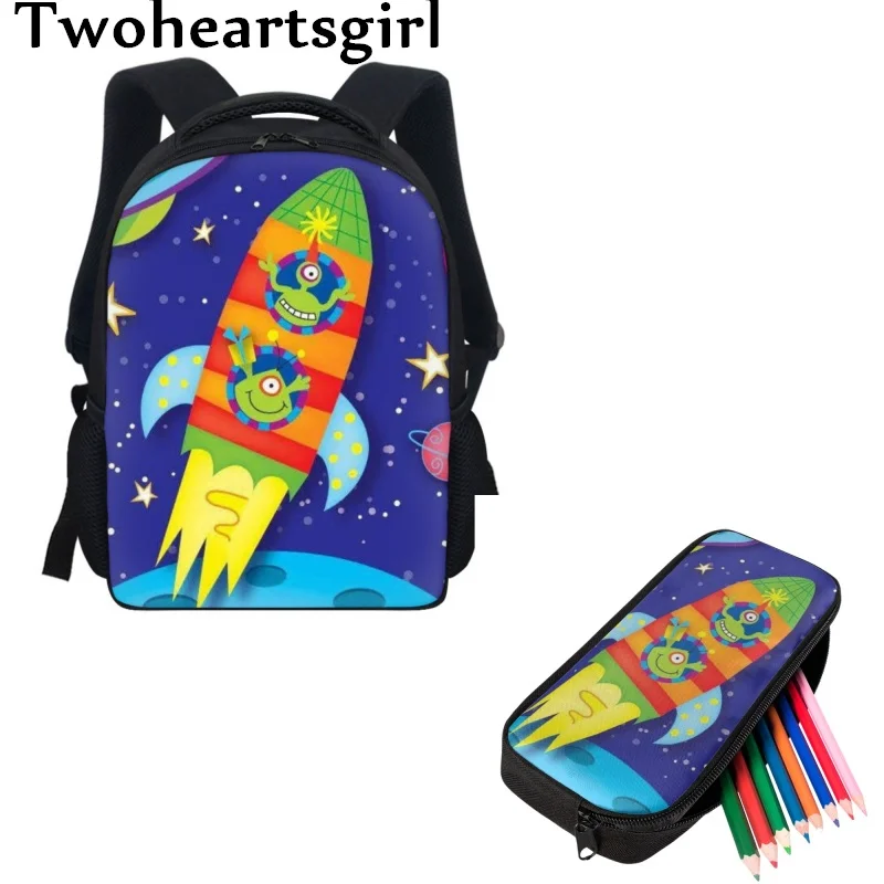 

Twoheartsgirl Cartoon Space Pattern Children School Bags Baby Backpacks Pencil Case Sets Kindergarten Mini Kids Schoolbag Zipper
