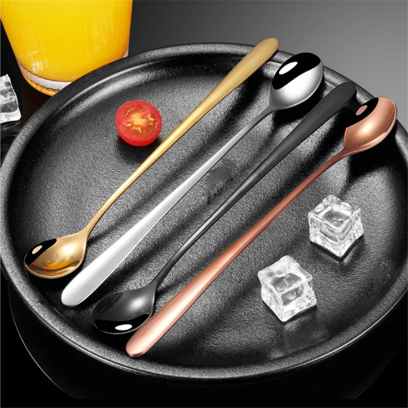 

Stainless steel long handle ice scoop Korean-style creative gold-plated color stir stick flavor scoop milk tea coffee stir scoop