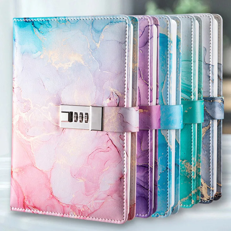 

A5 180 Pages Retro Password Book with Lock Diary Thickened Creative Hand Ledger Student Notepad Stationery Notebook Binder
